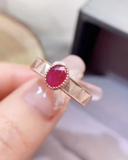 Natural Ruby Textured Band Ring