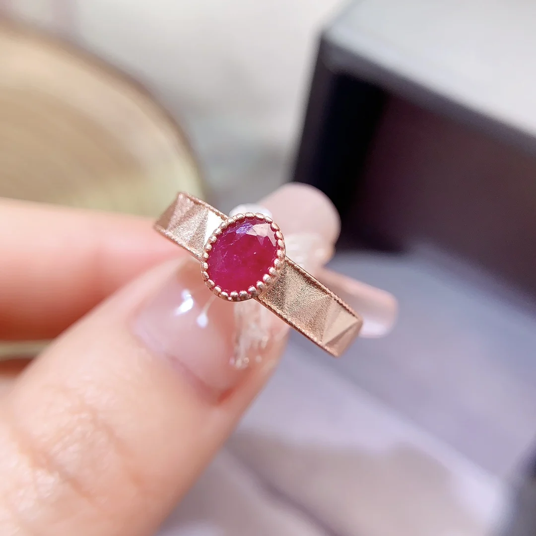Natural Ruby Textured Band Ring - view 1