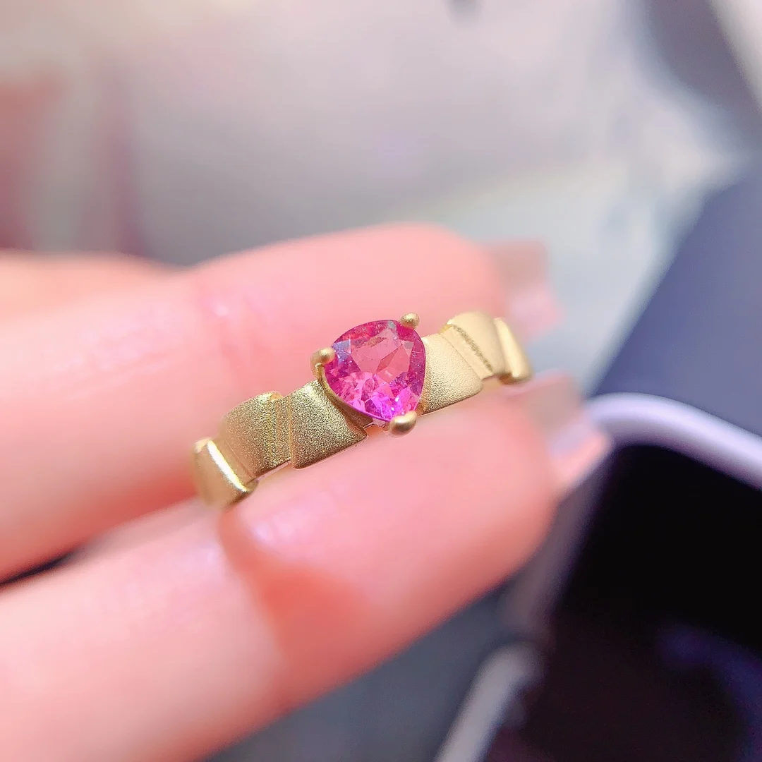 Natural Tourmaline Heart Classic Ring - view 2