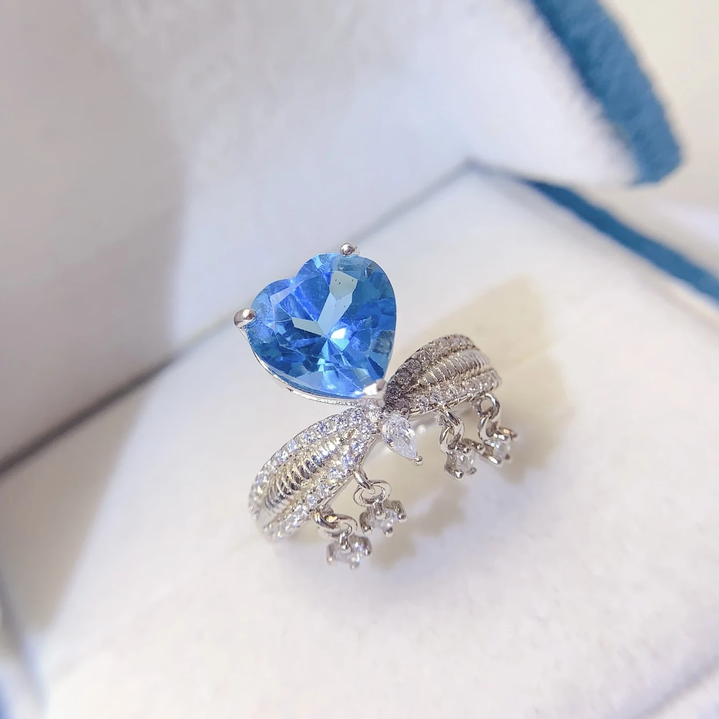 Natural Topaz Heart Bow Ring - view 4