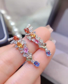 Natural Sapphire Gold Stud Earrings