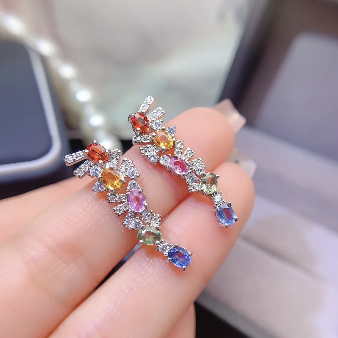 Natural Sapphire Gold Stud Earrings - view 1