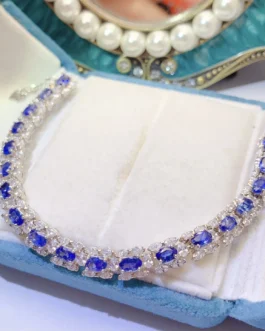Natural Sapphire Halo Tennis Bracelet