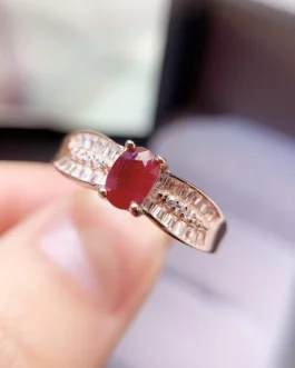 Natural Ruby Wide Pavé Ring