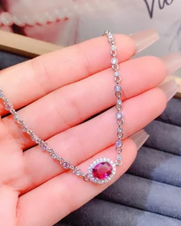 Natural Garnet Station Bracelet