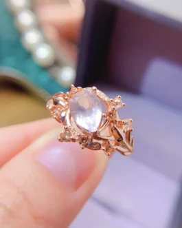 Natural Rose Quartz Bridal Ring