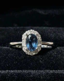 Natural Gemstone Halo Colour Ring