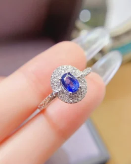 Natural Sapphire Double Halo Ring