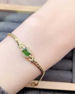 Natural Diopside Step Cut Bracelet
