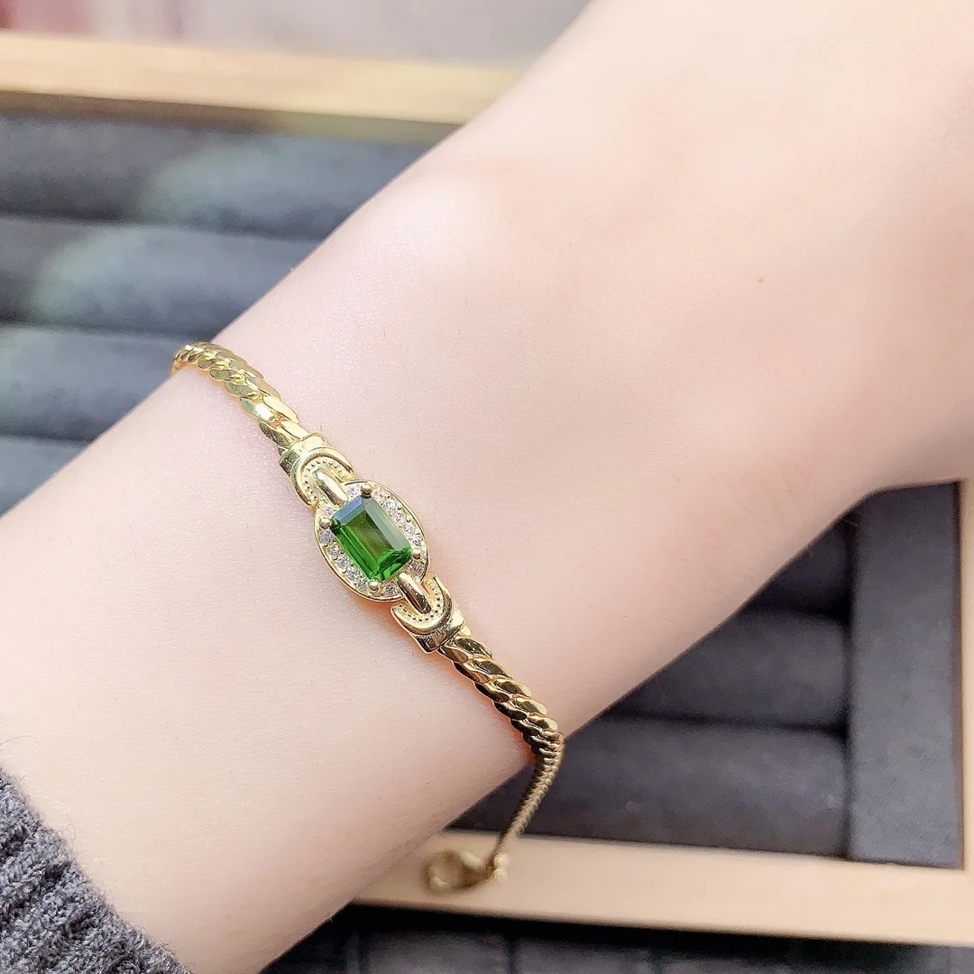 Natural Diopside Step Cut Bracelet - view 1