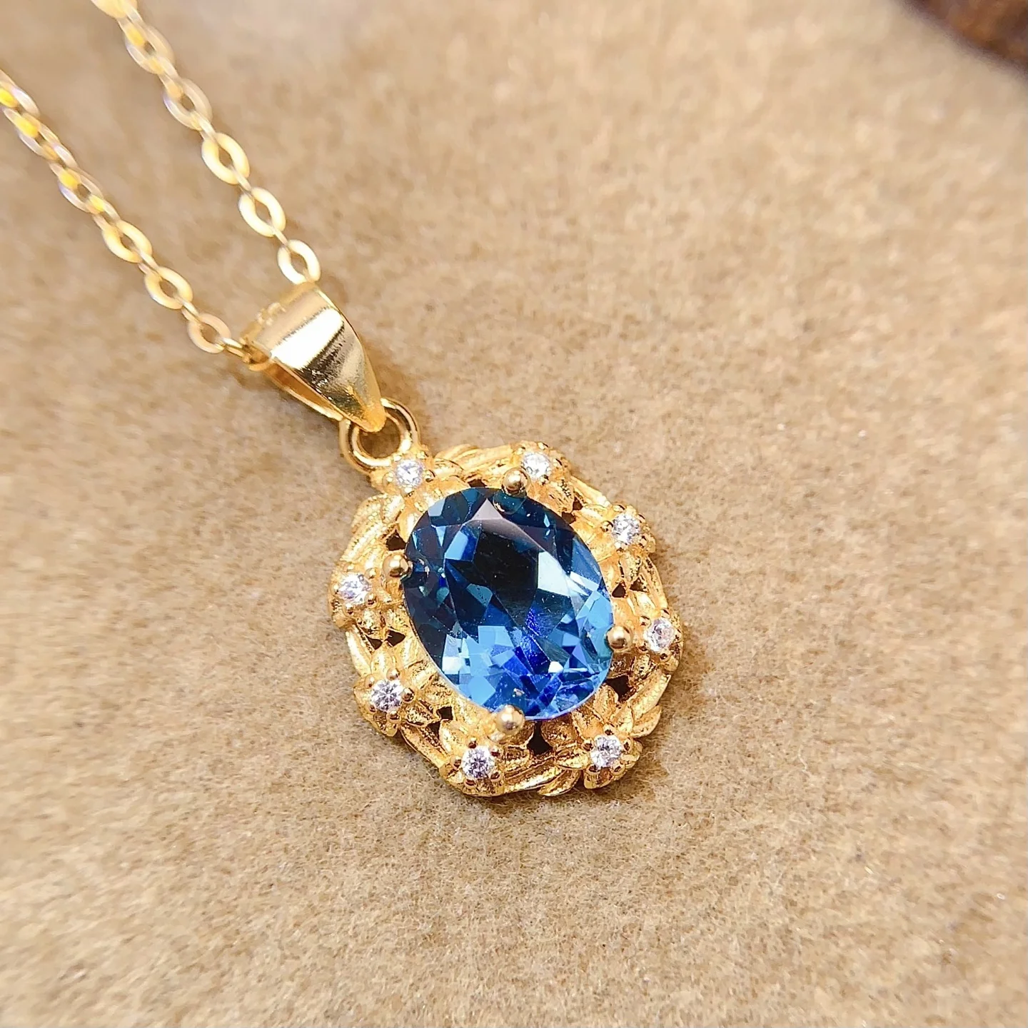 Natural Topaz Flower Pendant Necklace - view 1