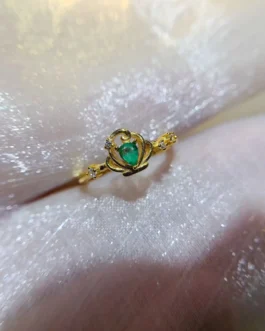 Natural Emerald Pear Heart Ring