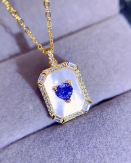 Natural Tanzanite Heart Plaque Pendant