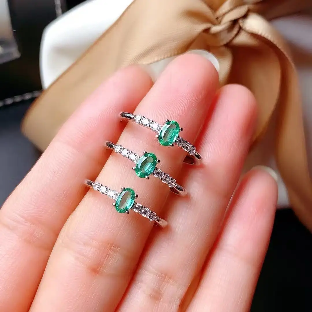 Natural Emerald Dainty Oval Ring - view 1