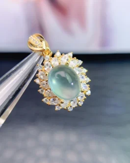 Natural Prehnite Starburst Pendant