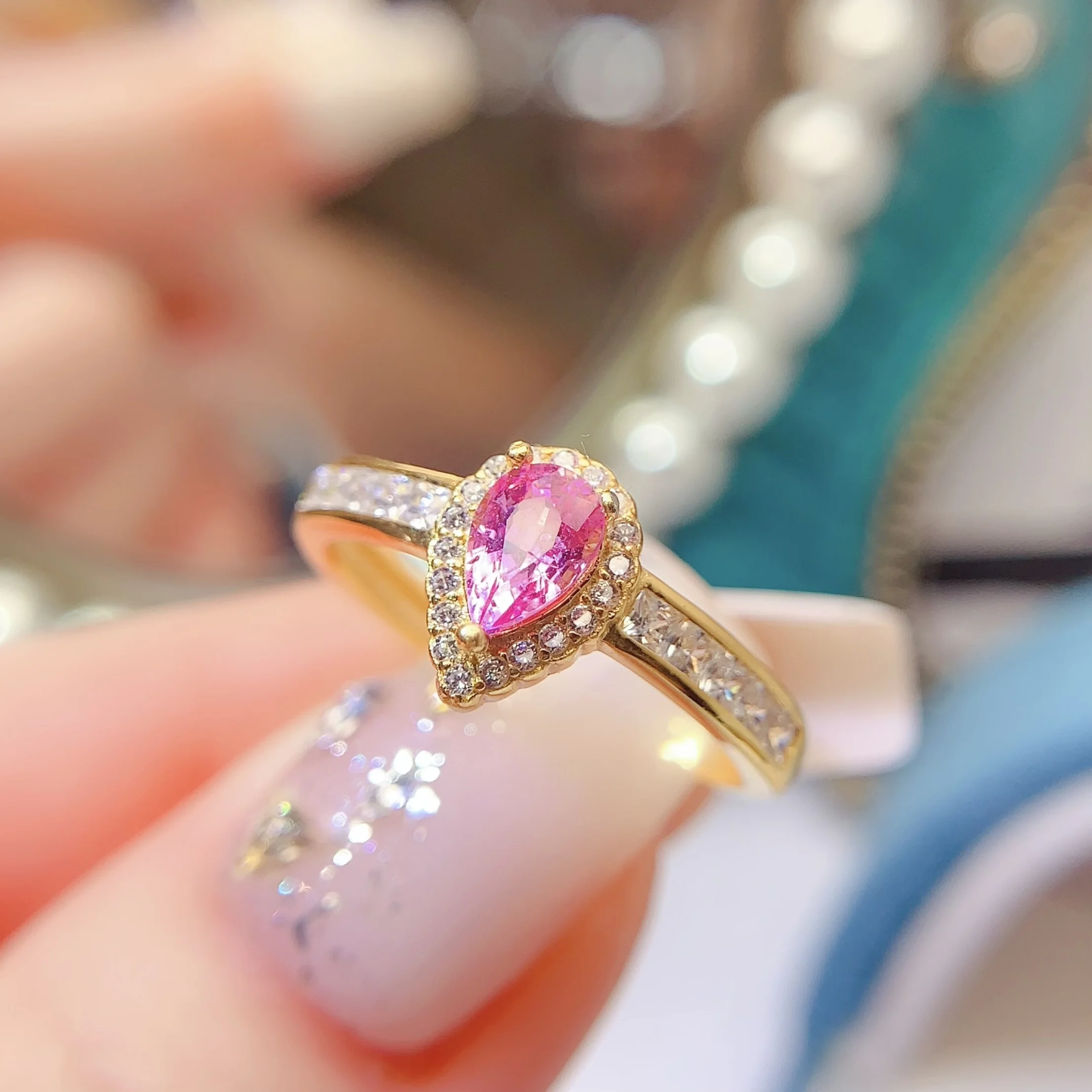 Natural Pink Sapphire Fine Ring - view 1