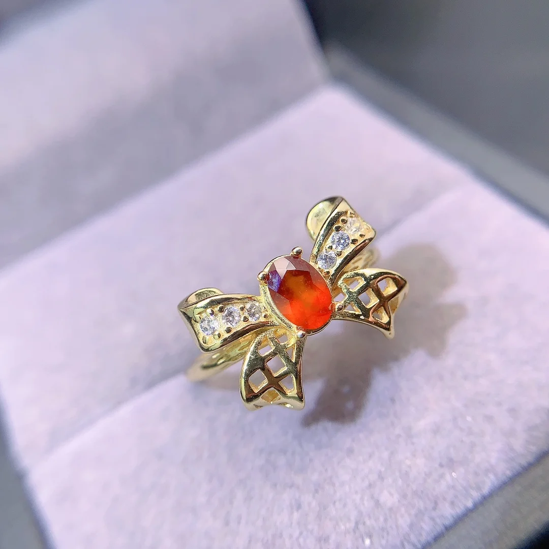 Natural Garnet Bow Ring - view 6