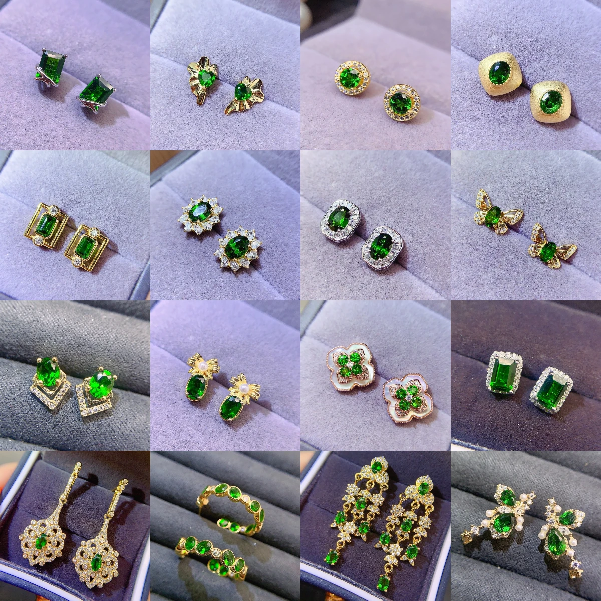 Natural Diopside Wedding Stud Earrings - view 4