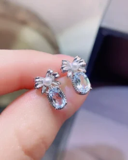 Natural Topaz Oval Earrings