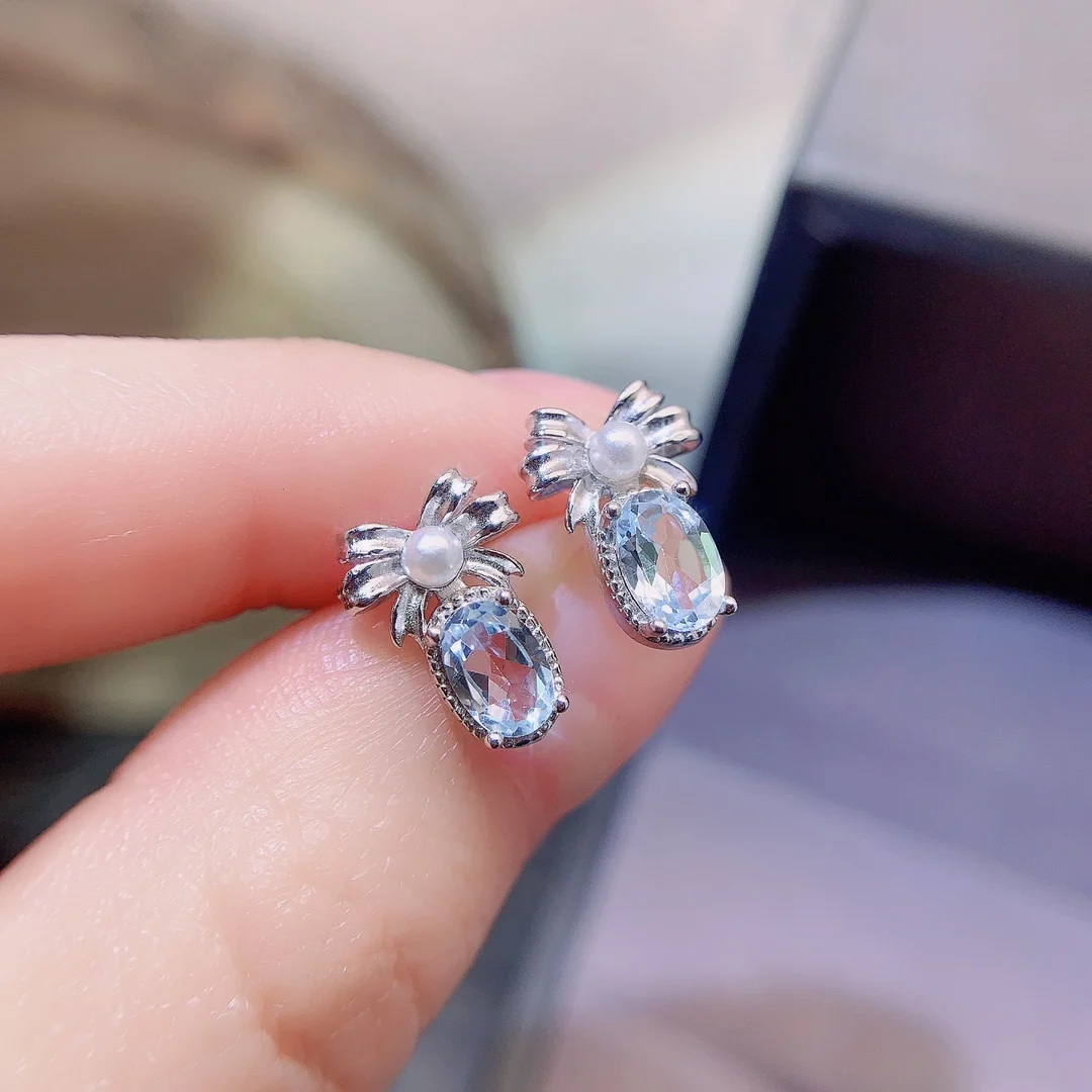 Natural Topaz Oval Earrings - view 2