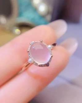 Natural Rose Quartz Pinky Ring