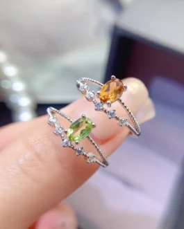 Natural Citrine Peridot Oval Ring
