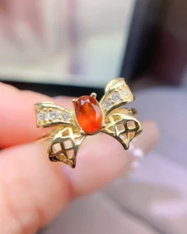 Natural Garnet Bow Ring