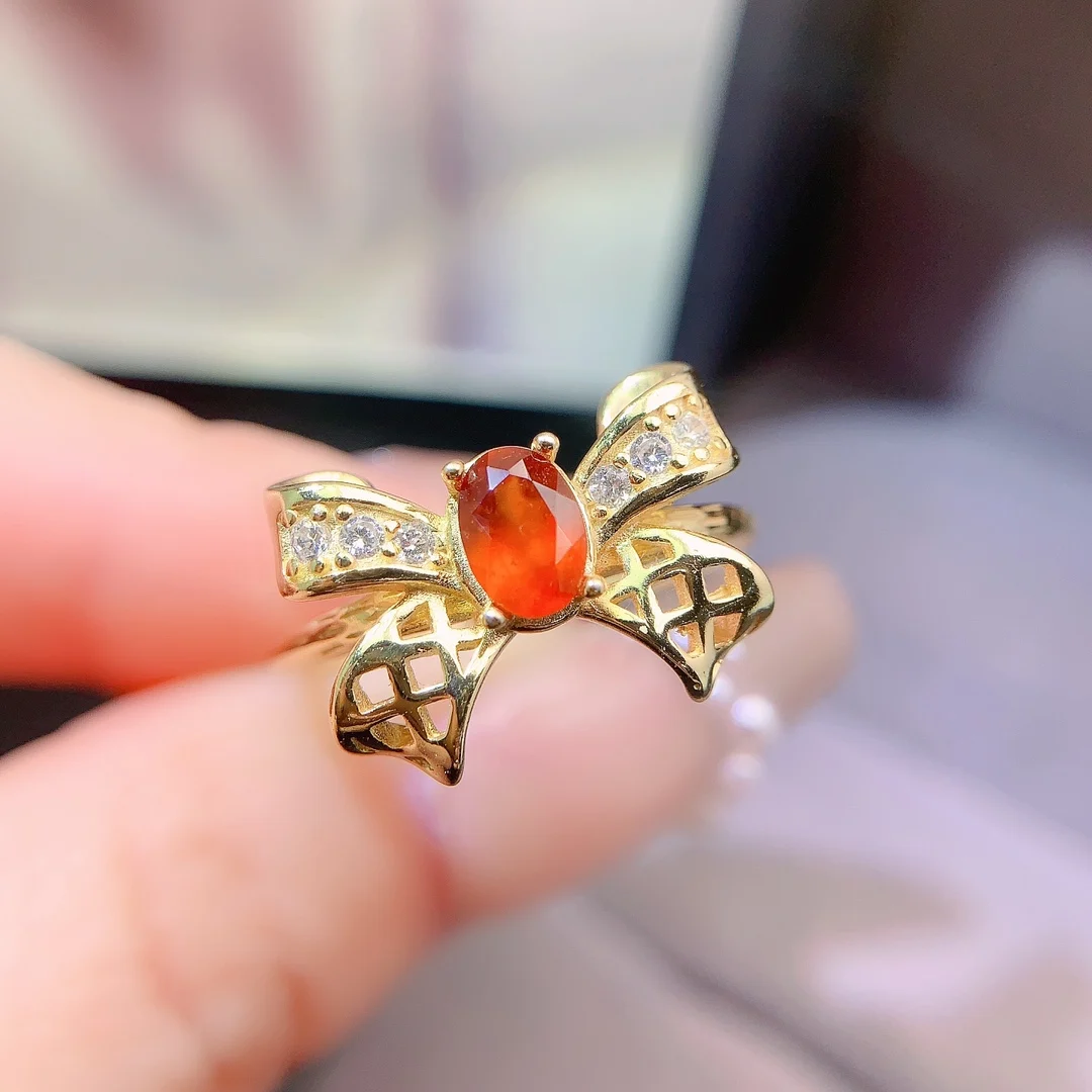 Natural Garnet Bow Ring - view 2