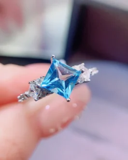 Natural Topaz Square Cut Ring