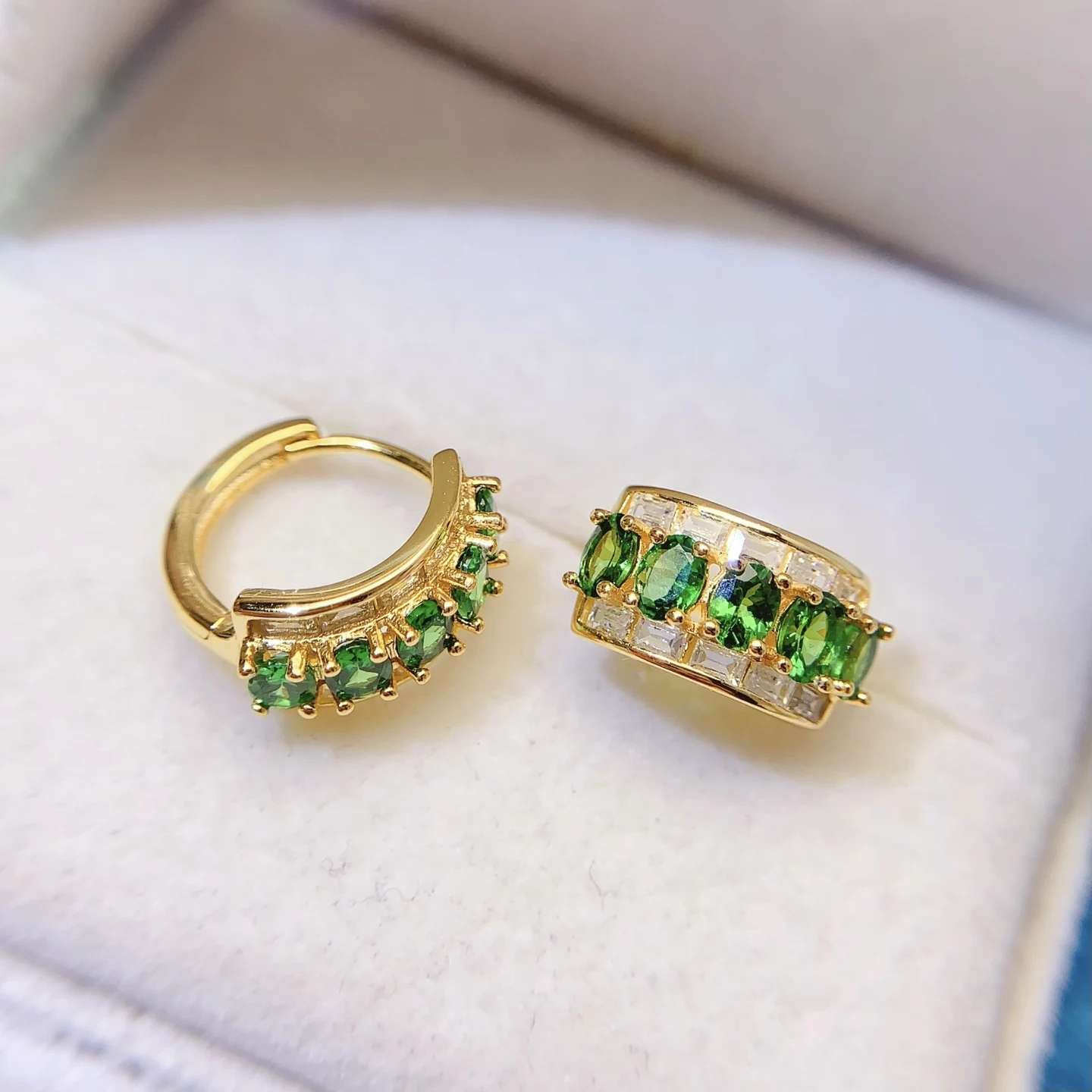 Natural Tsavorite Hoop Earrings - view 3