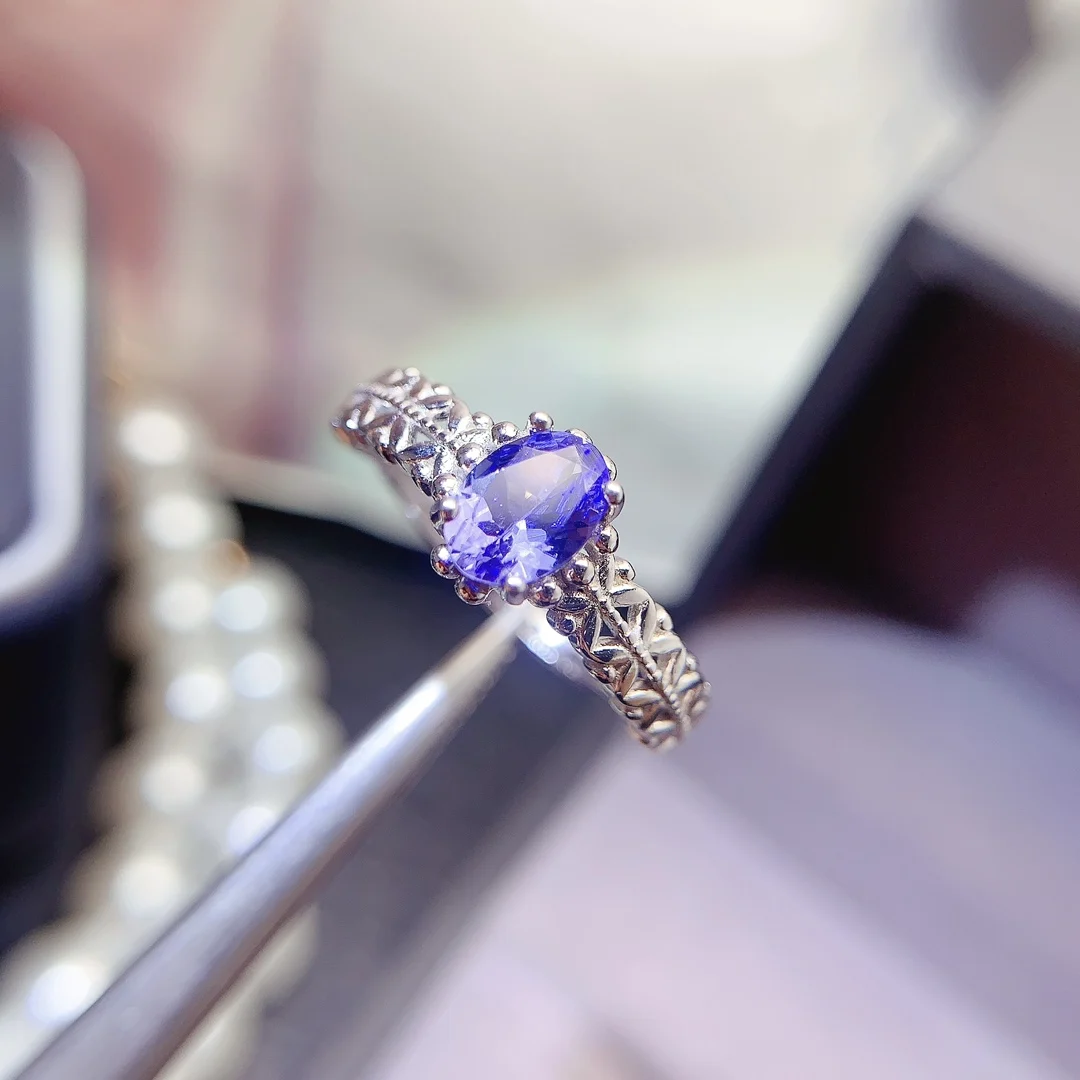 Natural Tanzanite Party Halo Ring - view 1