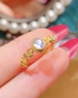 Natural Moonstone Luxury Gold Ring