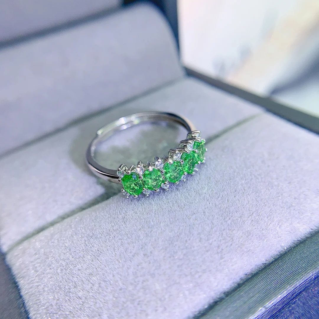 Natural Tsavorite Vintage Halo Ring - view 5