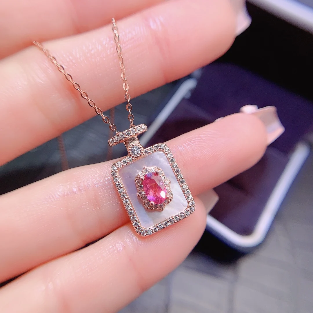 Natural Tourmaline Perfume Bottle Pendant - view 1