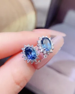 Natural Topaz Rose Earrings