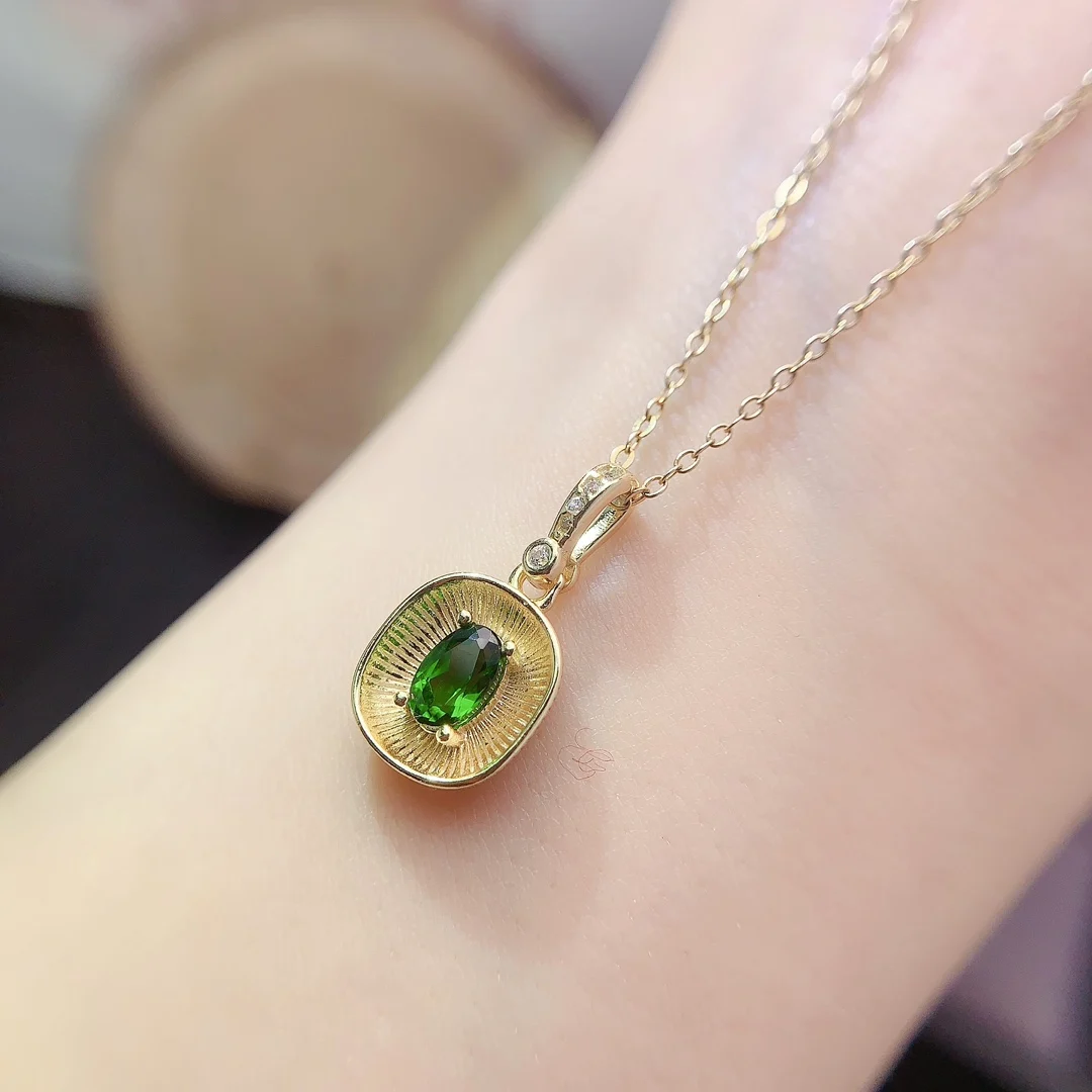 Natural Diopside Oval Pendant - view 1