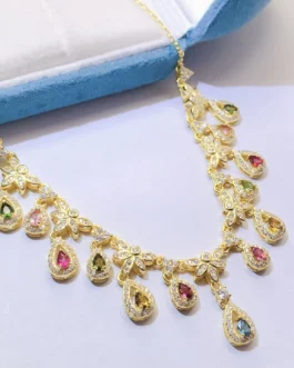 Natural Tourmaline Bib Pendant Necklace