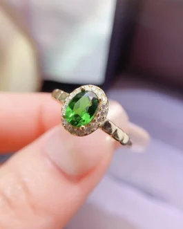 Natural Diopside Vintage Halo Ring