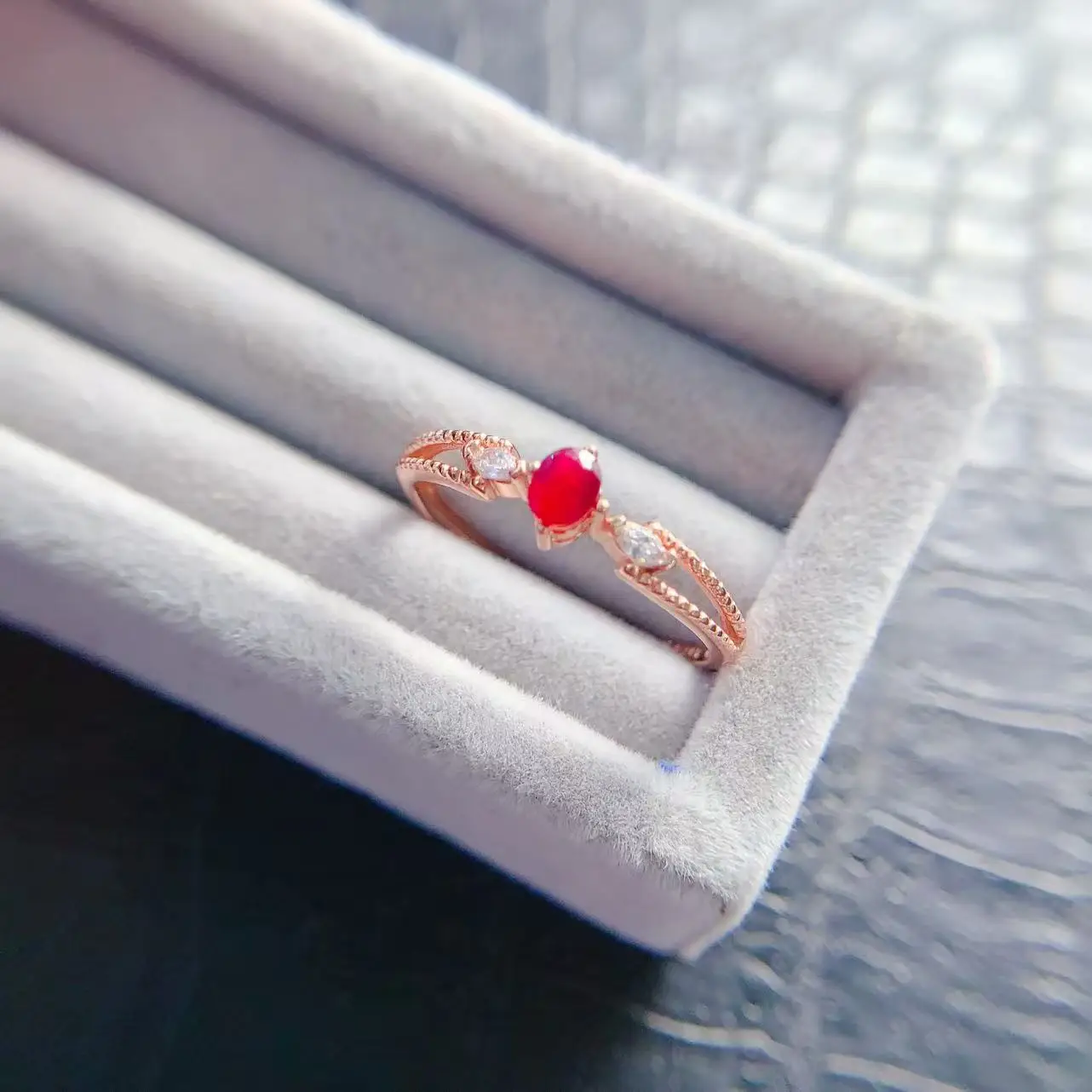 Natural Gemstone Slim Oval Ring - view 3