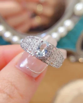 Aquamarine Lattice Band Ring