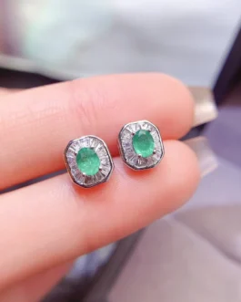Natural Emerald Oval Earrings