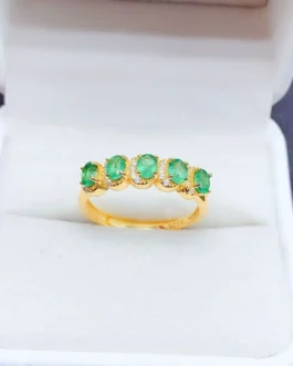 Natural Emerald Five Stone Ring
