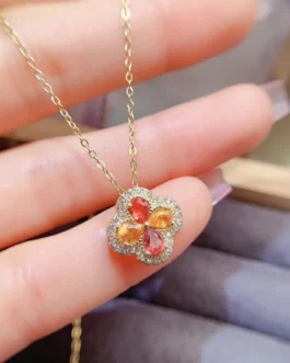 Natural Sapphire Blossom Pendant Necklace
