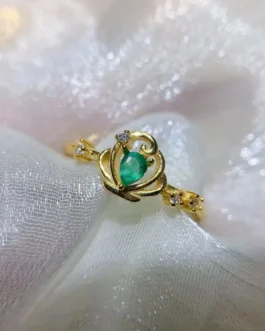 Natural Emerald Pear Heart Ring