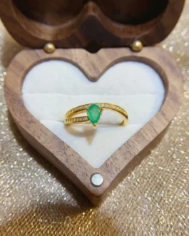 Natural Emerald Pavé Pear Ring