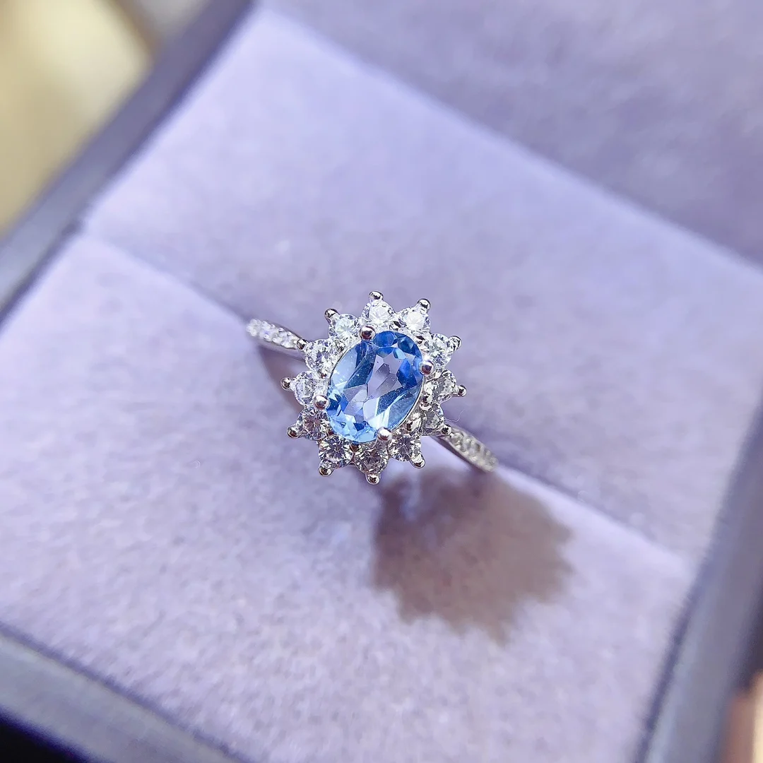 Natural Topaz Starburst Halo Ring - view 5