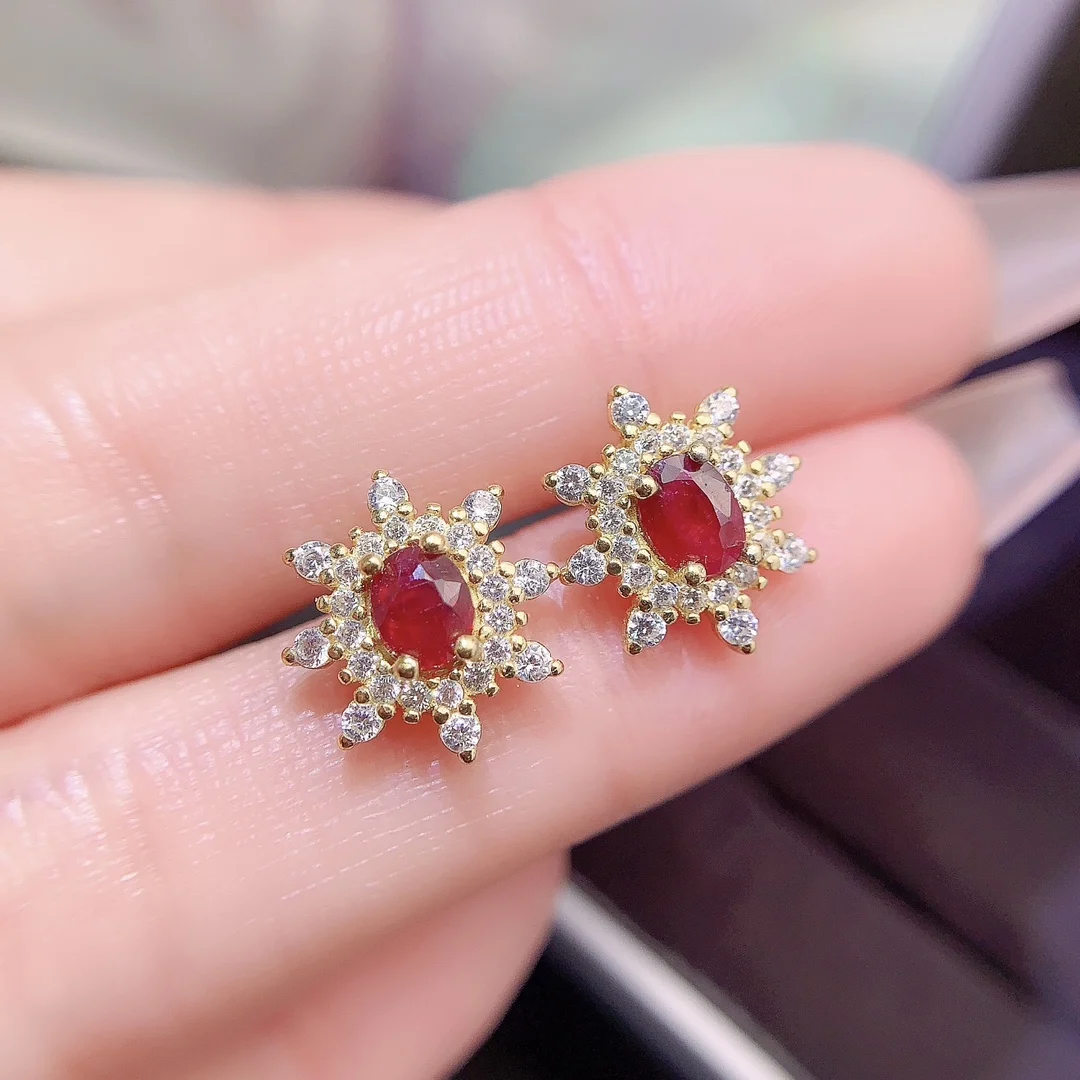 Natural Ruby Classic Earrings - view 1