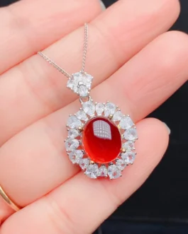Natural Garnet Cabochon Pendant