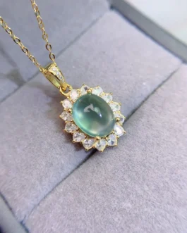 Natural Prehnite Sunburst Pendant