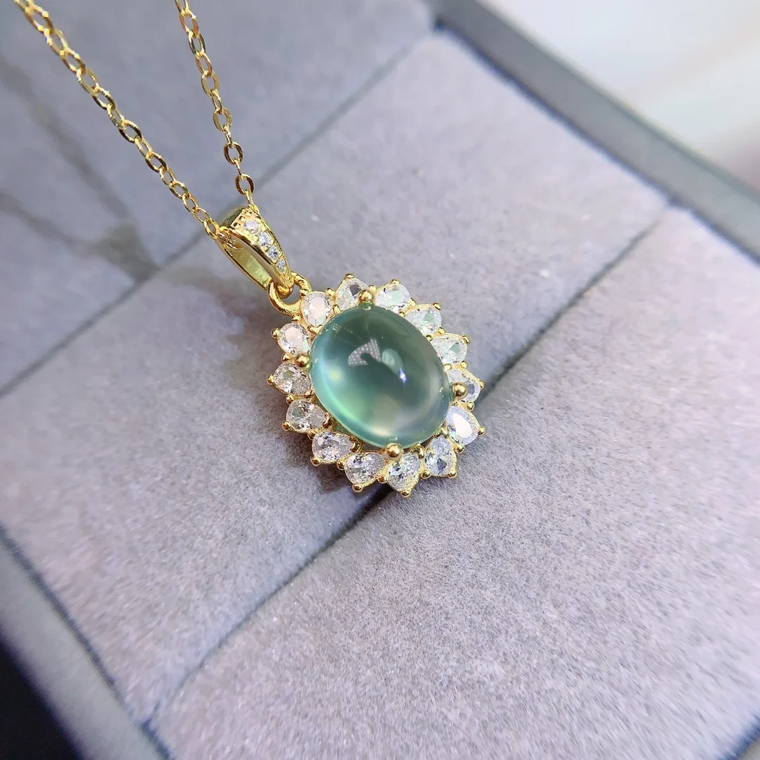 Natural Prehnite Sunburst Pendant - view 2